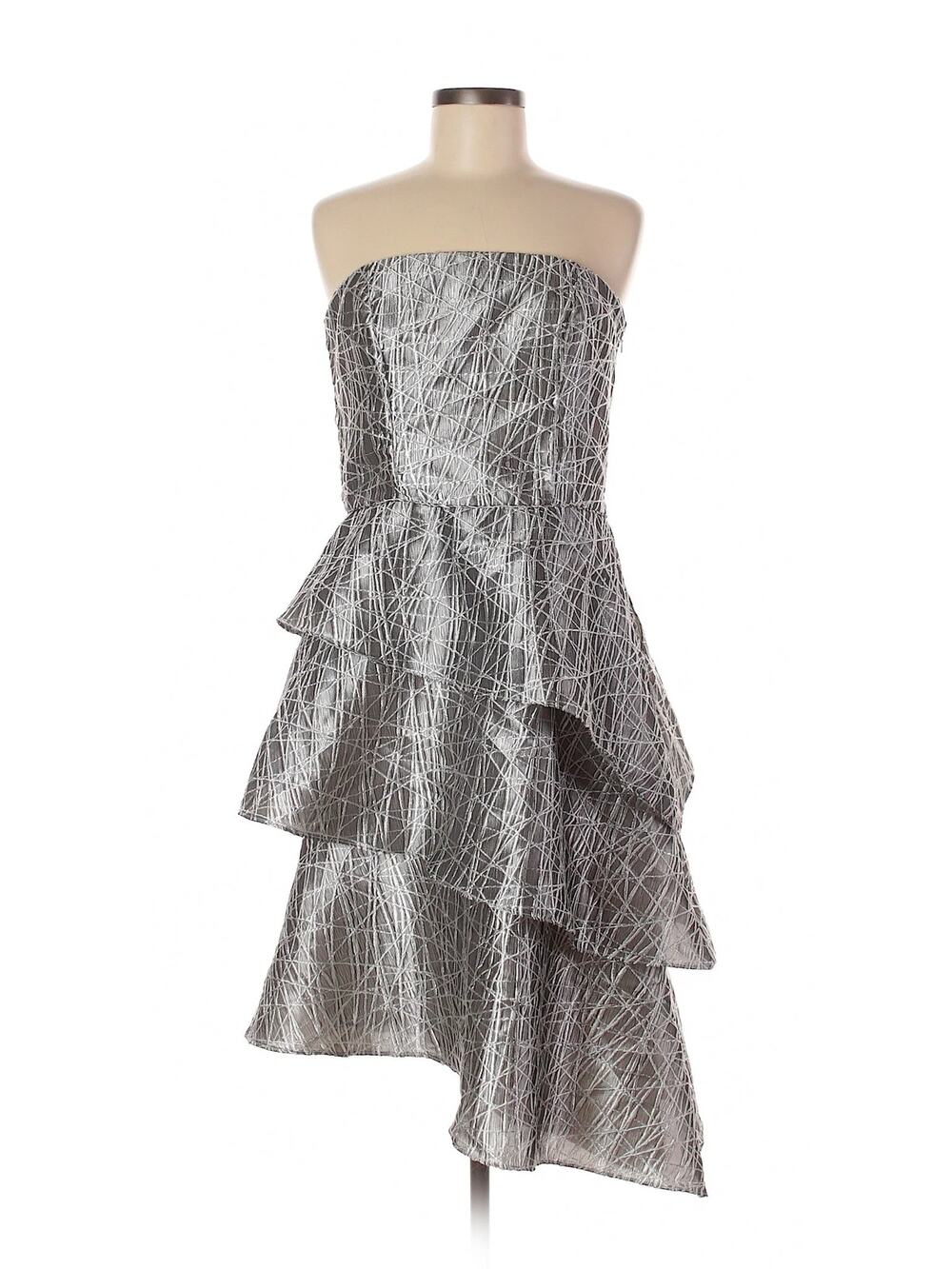Mason Hosker Ava Maria Silver Metallic Cocktail Dress Size 10